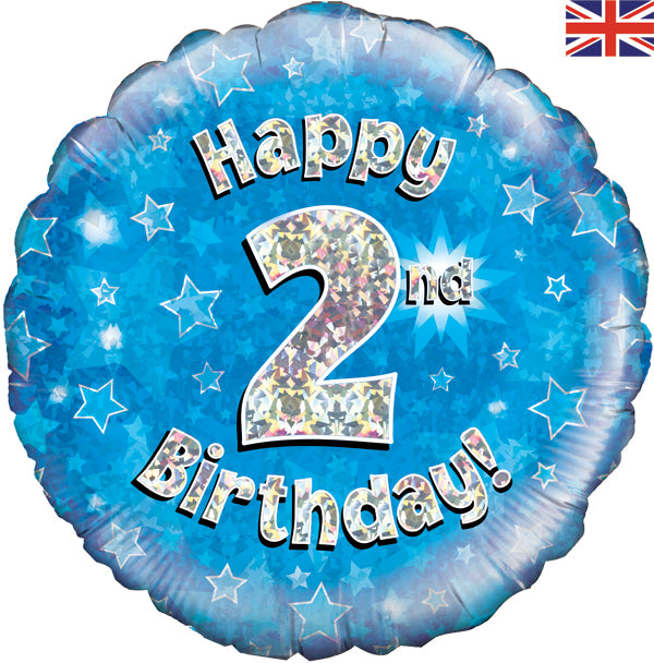 18'' FOIL HAPPY 2ND BIRTHDAY BLUE