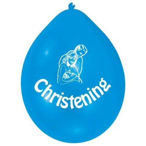 Blue Christening Latex Balloons 10pk