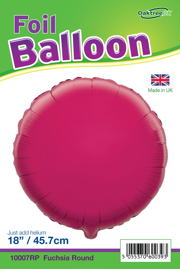 18'' PACKAGED ROUND FUCHSIA FOIL BALLOON