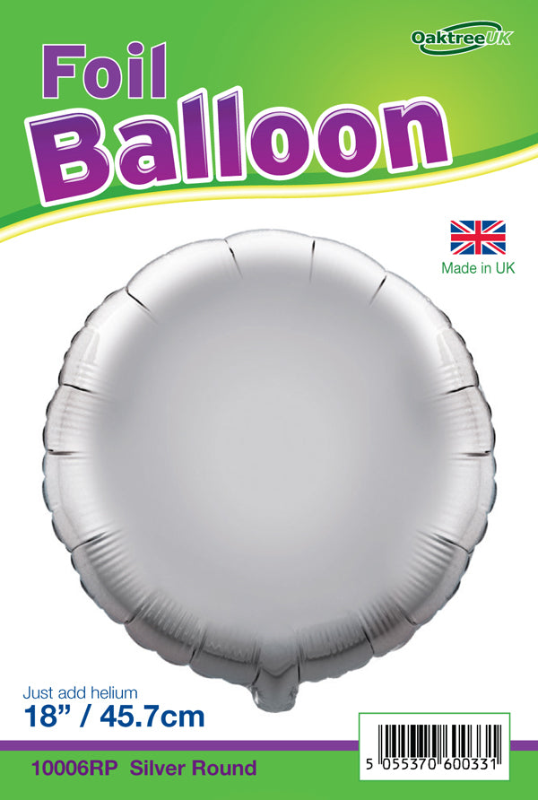 18'' PACKAGED ROUND SILVER FOIL BALLOON