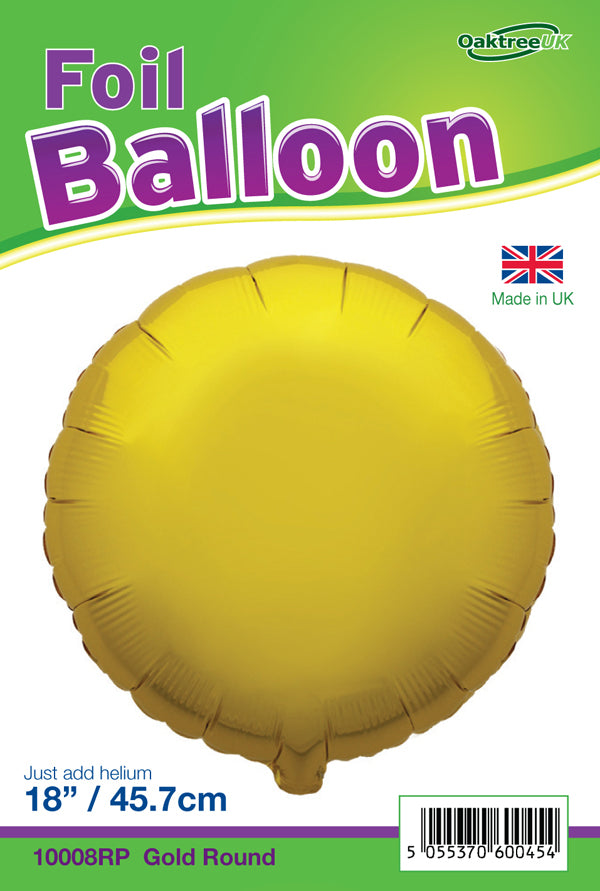 18'' PACKAGED ROUND GOLD FOIL BALLOON