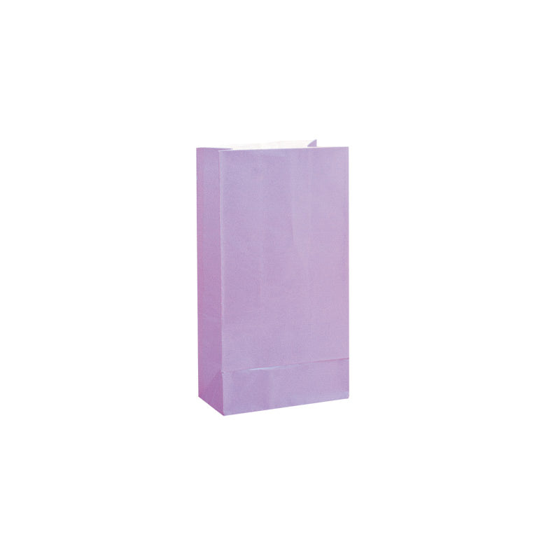PAPER PARTY BAGS LAVENDER (12PK)