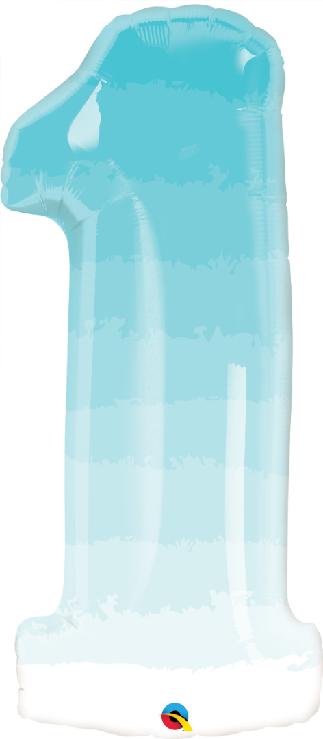 Number One Balloon in Ombre Blue