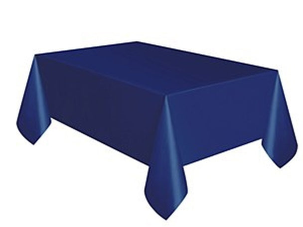 NAVY BLUE PLASTIC TABLECOVER 137CM X 274CM