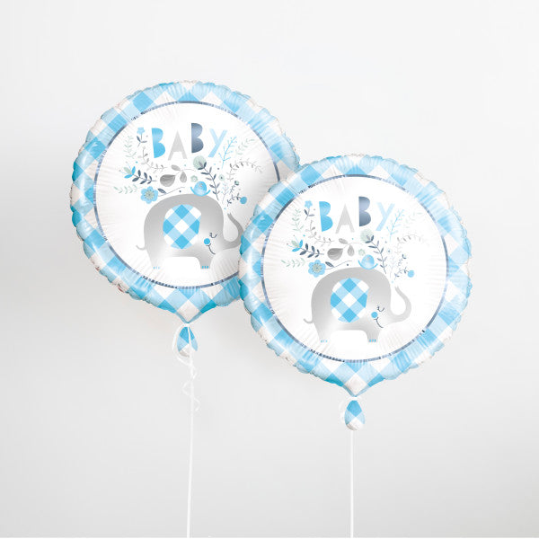 Blue Floral Elephant Round Foil Balloon 18''
