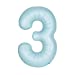 Matte Powder Blue Number 3 Shaped Foil Balloon 34''