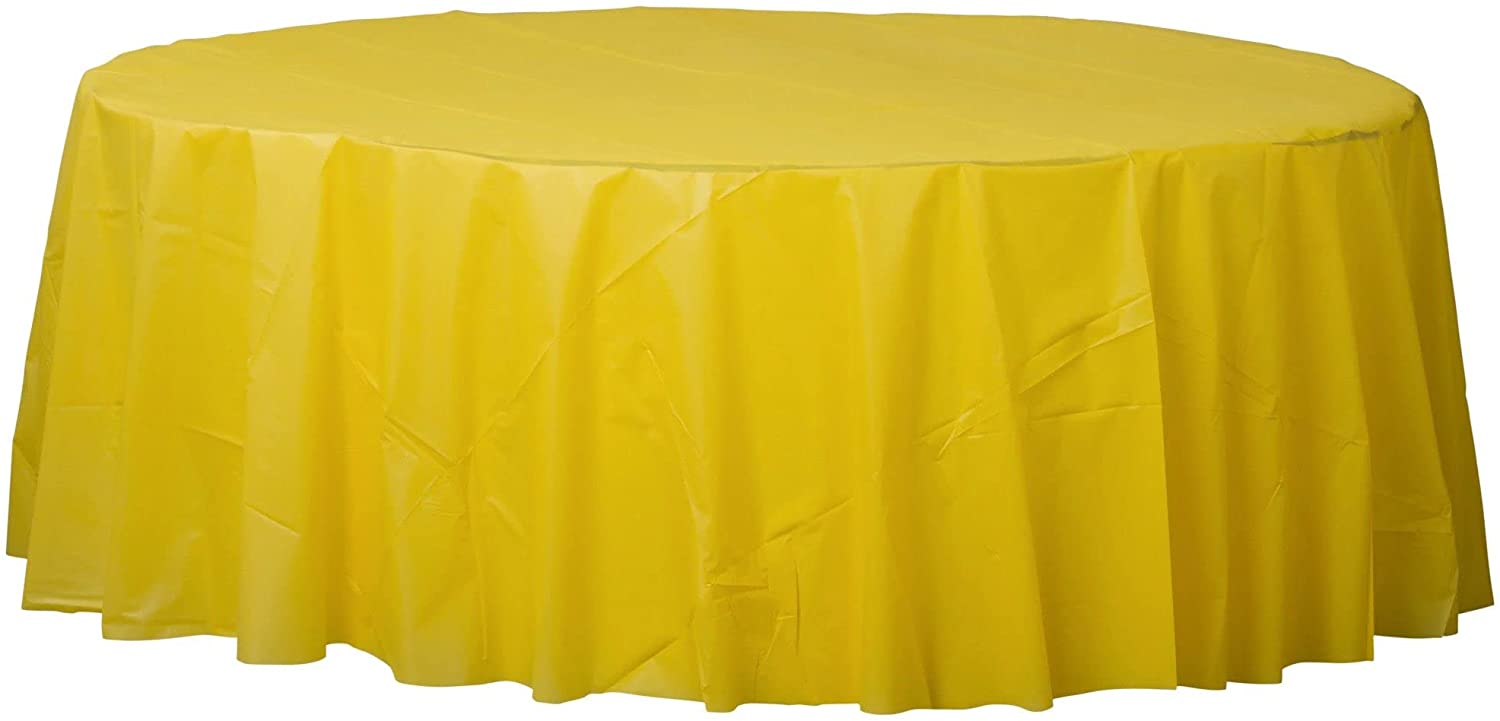 YELLOW ROUND PLASTIC TABLECOVER 213 DIA