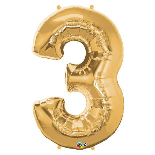 34'' SHAPE FOIL NUMBER 3 - GOLD (QUALATEX)