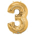 34'' SHAPE FOIL NUMBER 3 - GOLD (QUALATEX)