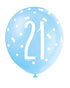 Blue Glitz 21st Birthday Latex Balloons 6pk