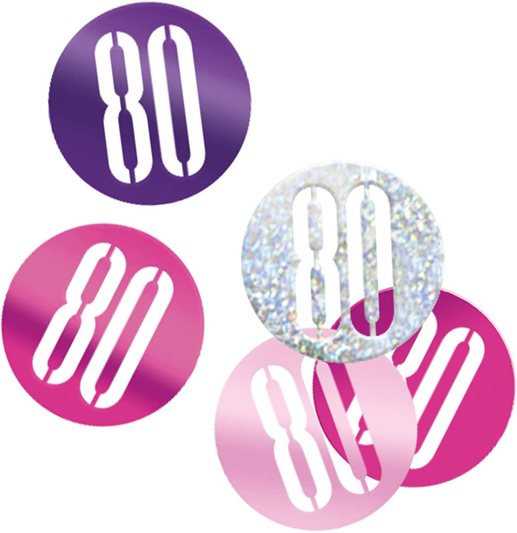 GLITZ PINK 80 BIRTHDAY CONFETTI 14G