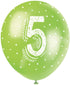 Pearlised Latex Assorted Number 5 Birthday Balloons, Pack of 5