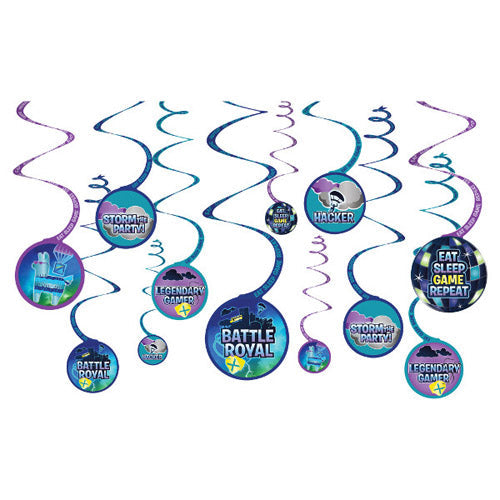Battle Royal Hanging Swirl Decorations (12pk)