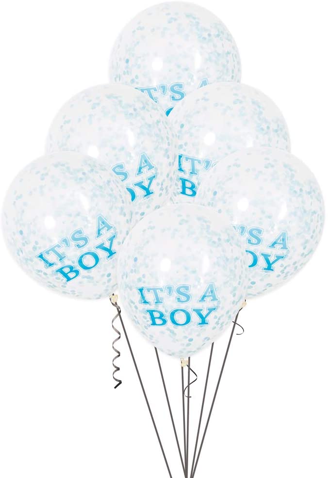 It's A Boy Confetti Balloons 6pk