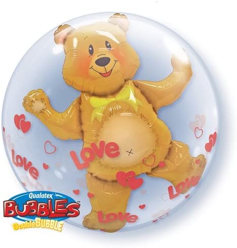 24'' DOUBLE BUBBLE LOVE HEARTS & BEAR