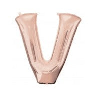 34'' SHAPE FOIL LETTER V - ROSE GOLD (ANAGRAM)