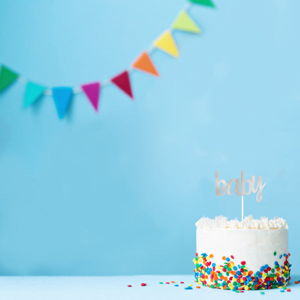 Silver Baby Cake Topper
