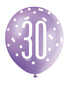 Pink Glitz 30th Birthday Latex Balloons 6pk