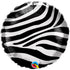 Zebra Stripes Pattern Round Metallic 18'' Jr Shape Foil Balloon, Black White
