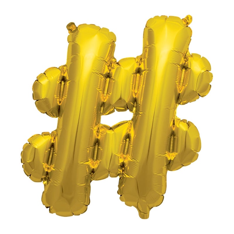 16'' FOIL HASHTAG # - GOLD PACKAGED AIR FILL