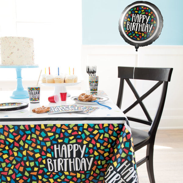 Colorful Mosaic Birthday Round Foil Balloon 18'',