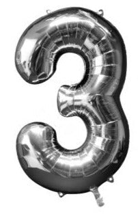 34'' SHAPE FOIL NUMBER 3 - SILVER (ANAGRAM)