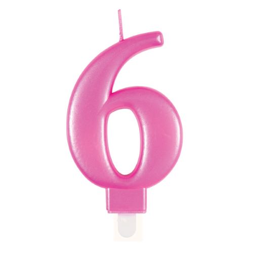 Pink Matt Number 6 Candle