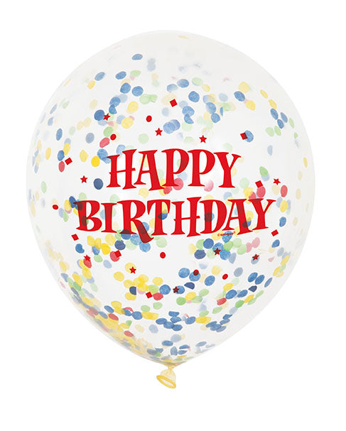 Bright Happy Birthday Confetti Balloons 6pk