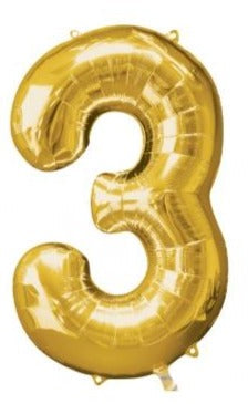 34'' SHAPE FOIL NUMBER 3 - GOLD (ANAGRAM)
