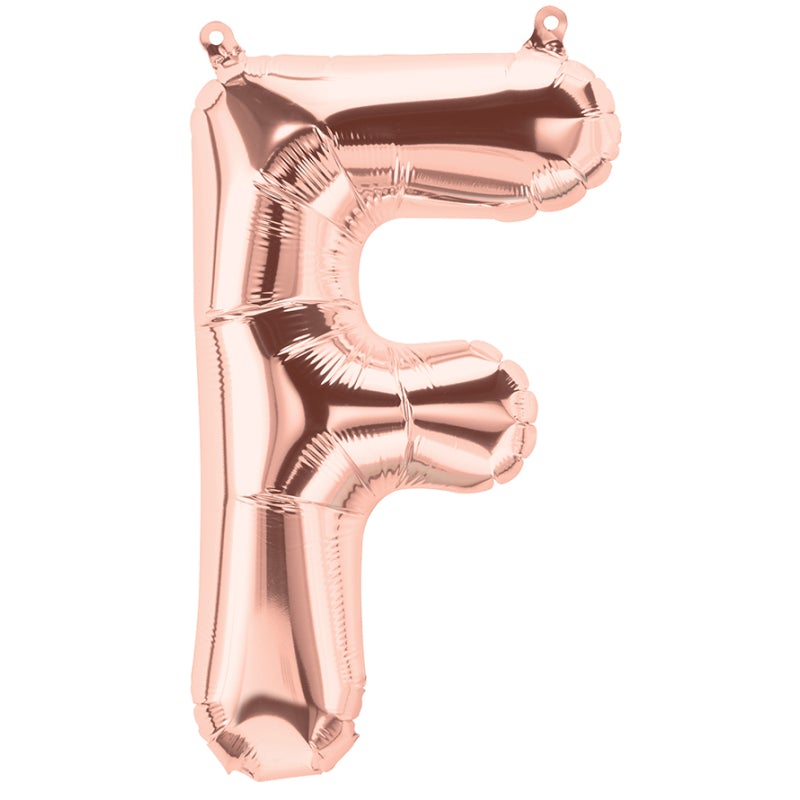 16'' Foil Letter F - Rose Gold Packaged Air Fill