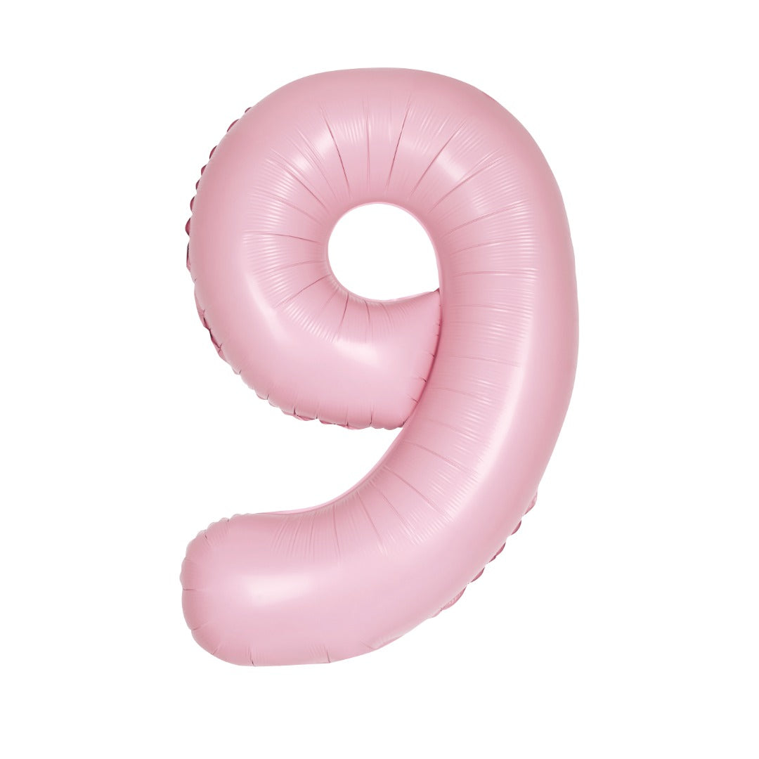 Matte Lovely Pink Number 9 Shaped Foil Balloon 34''