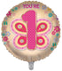 Butterflies 1st Birthday 18 Inch Foil Balloon