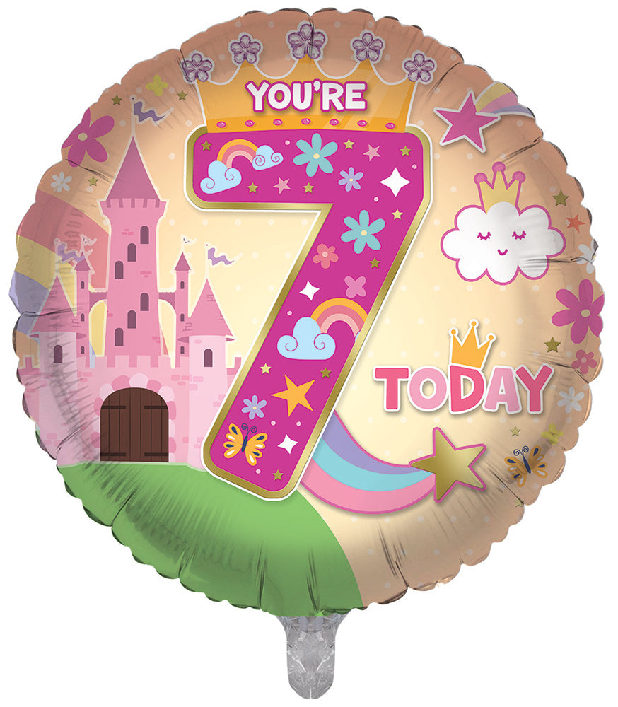 Princess / Pink 7th Birthday 18 Inch Foil Balloon