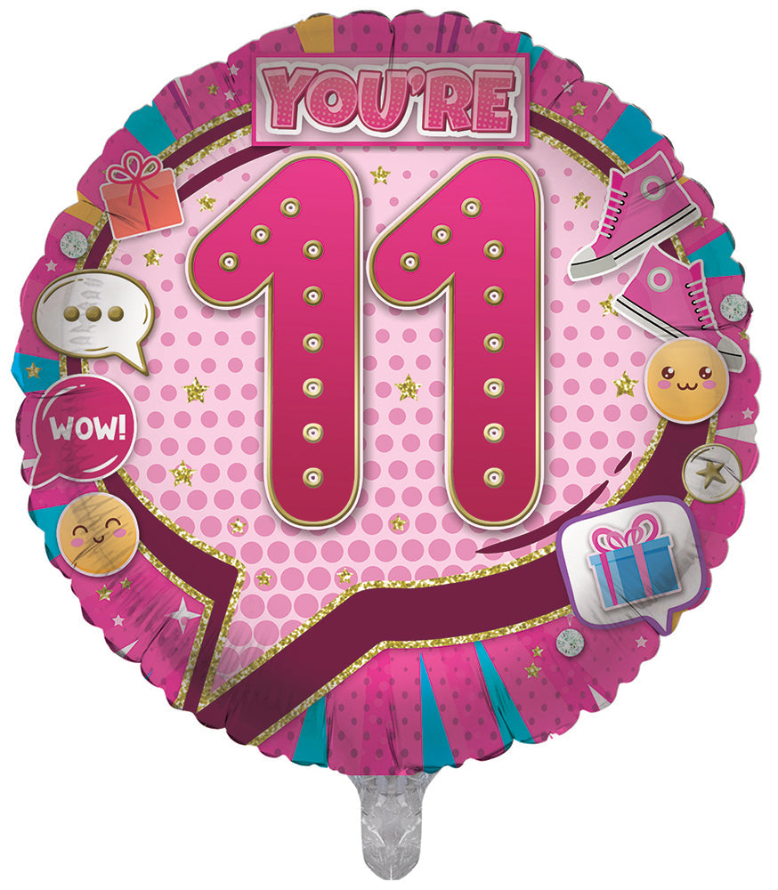 Pink 11Th Birthday Foil Balloons