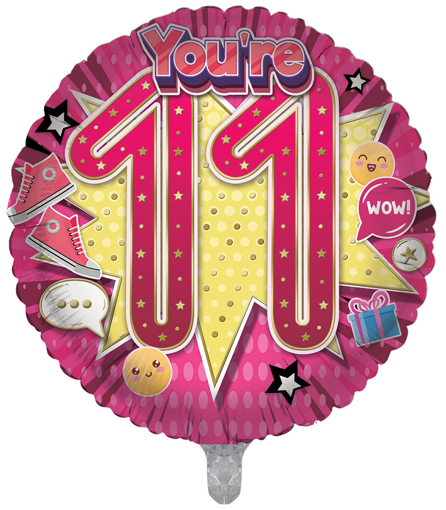 Pink 11Th Birthday Foil Balloons
