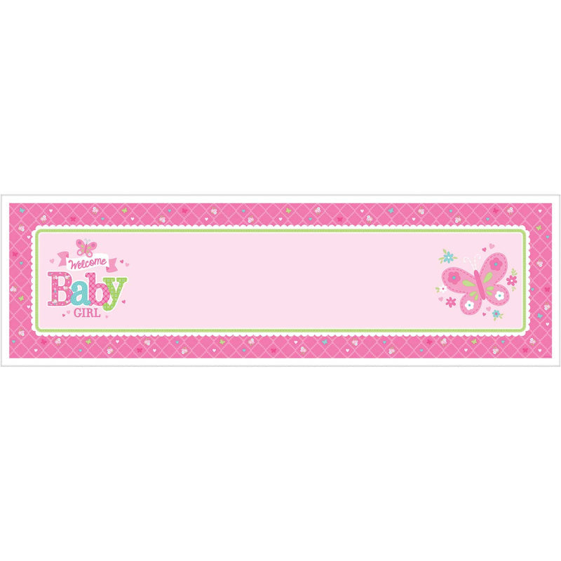 PERSONALISE BANNER WELCOME BABY GIRL 1.65M X 51CM