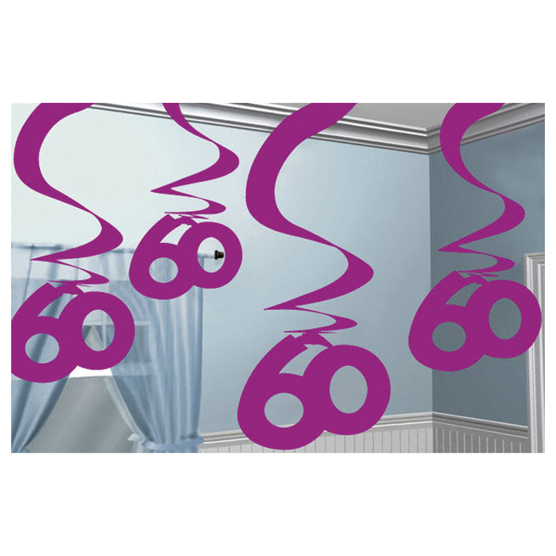 Hanging Swirl Decoration 60th PINK