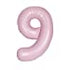 Matte Lovely Pink Number 9 Shaped Foil Balloon 34''