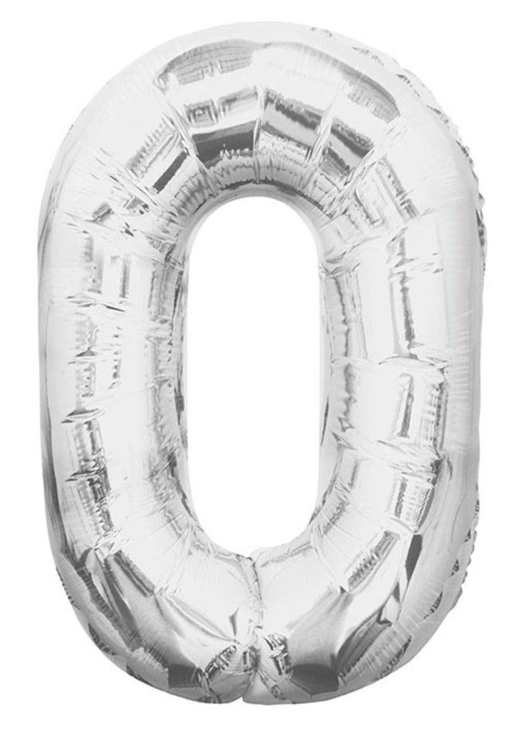 Giant Silver Foil Number '0' Balloon