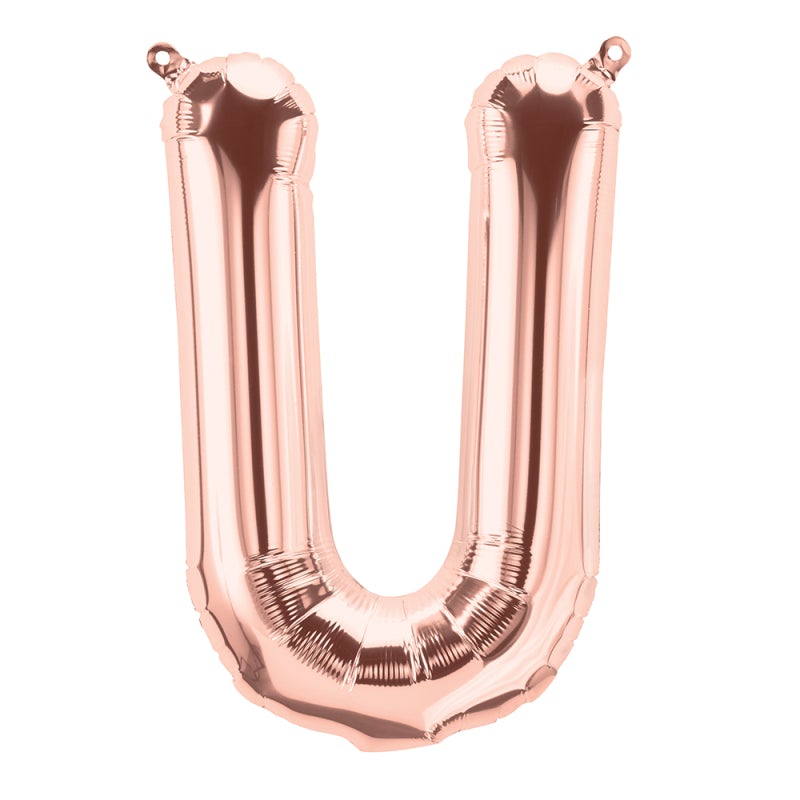 16'' Foil Letter U - Rose Gold Packaged Air Fill
