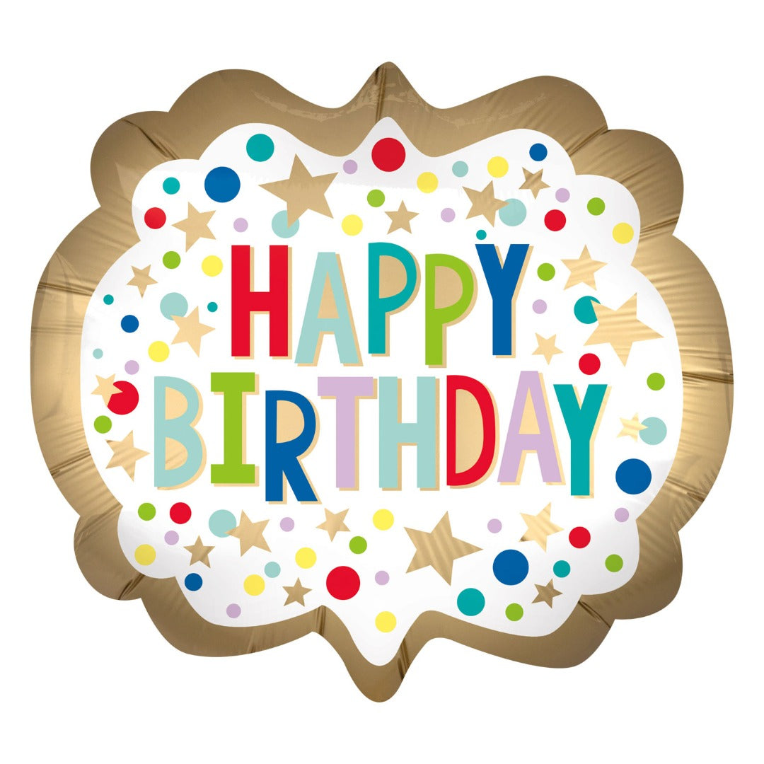 Gold Satin Happy Birthday Marquee 25'' Super Shape