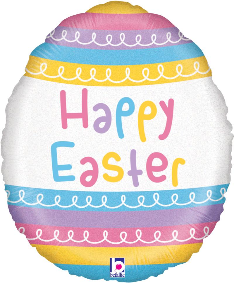 Pastel Stripes Easter Egg Balloon 18''