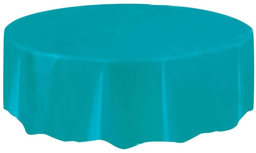 TEAL ROUND PLASTIC TABLECOVER 213 DIA