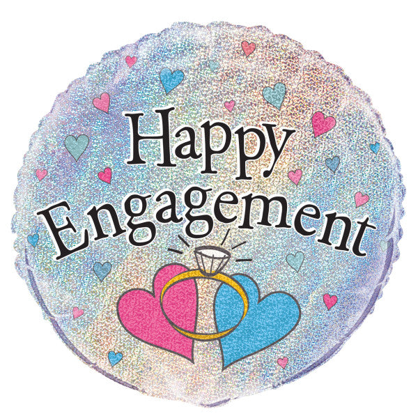Happy Engagement Prism Round Foil Balloon 18''