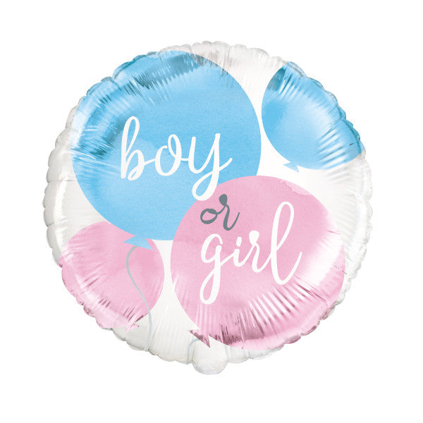 Gender Reveal Party Round Foil Balloon 18''