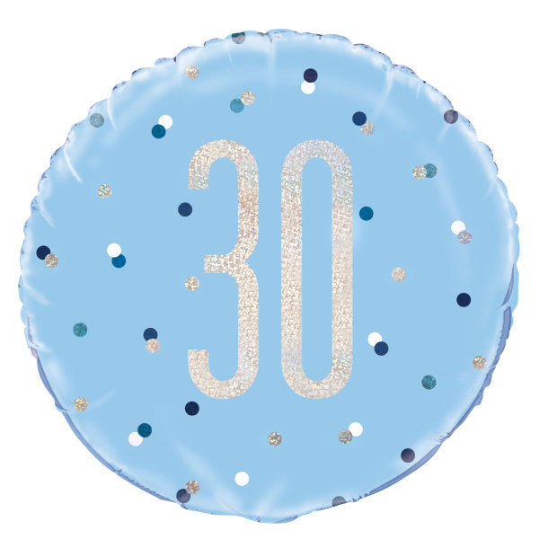 18'' Glitz Blue & Silver Round Foil Balloon  30