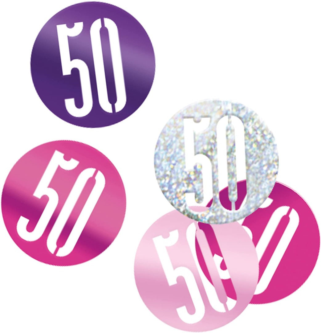 GLITZ PINK 50 BIRTHDAY CONFETTI 14G