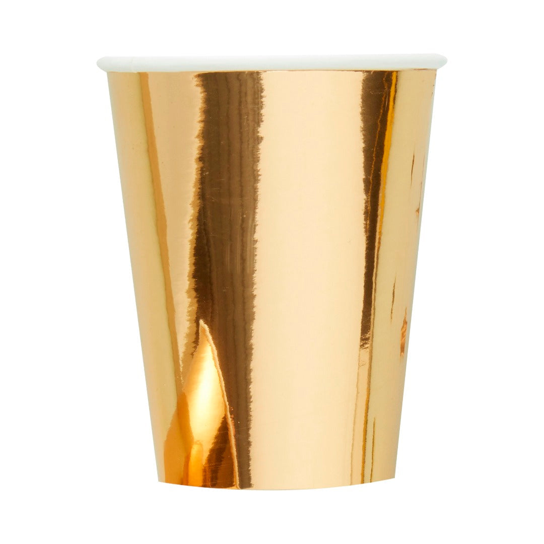 Metallic Gold Paper Party Cups 8pk