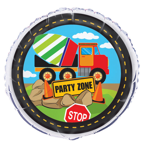 18'' Construction Party Round Foil Balloon 