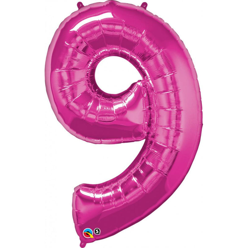 34'' SHAPE FOIL NUMBER 9 - MAGENTA (QUALATEX)